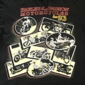 Vintage Harley Davidson Black TShirt Motorcycles Photos Est 1903 Biker Size XL